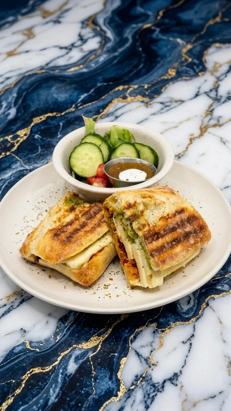 Grilled panini with garden salad